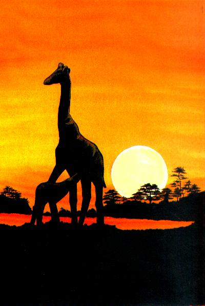 Giraffes at Sunset (30KB)
